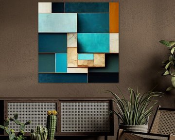 Layered Ocean shades in aqua, blue and brown by Color Square