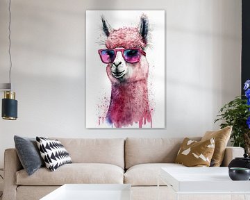 Stylish Alpaca with Pink Sunglasses by Felix Brönnimann