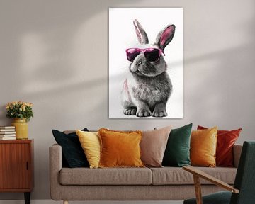 Cool konijn met roze zonnebril van Poster Art Shop