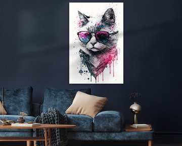 Trendige Katze mit Pinker Sonnenbrille von Felix Brönnimann