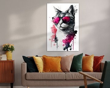 Trendy Cat with Pink Sunglasses by Felix Brönnimann