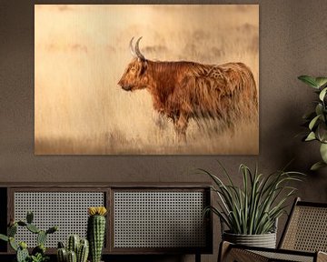 Scottish highlander in evening light by Roy Kreeftenberg