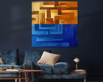 Labyrinth in blauw en bruin van Color Square