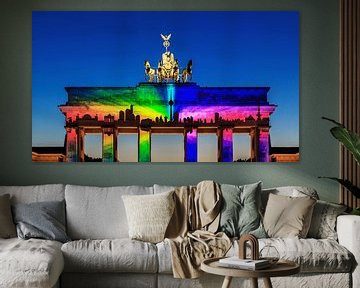 Brandenburger Tor met skyline projectie - Berlijn in een bijzonder licht
