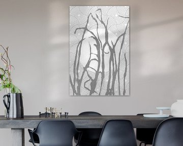 Ikigai. Grass and Moon. Abstract minimalist Zen art. Japandi style  VII by Dina Dankers