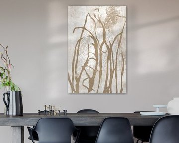 Ikigai. Grass and Moon. Abstract minimalist Zen art. Japandi style in earthy tints V by Dina Dankers