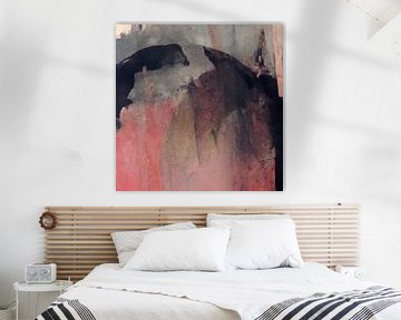 Abstract minimalisme in zwart, wit en roze van Studio Allee