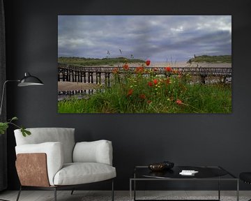 Brug naar het strand in Lossiemouth in Schotland van Babetts Bildergalerie