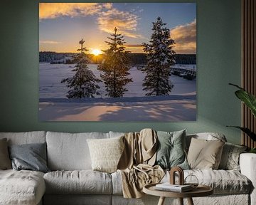 Zonsondergang in Zweeds Lapland van Daniel Schütte