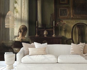 Interior with a Girl Reading, Carl Holsøe