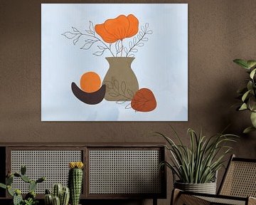 Orange Blume und Blätter in einer Vase von Tanja Udelhofen