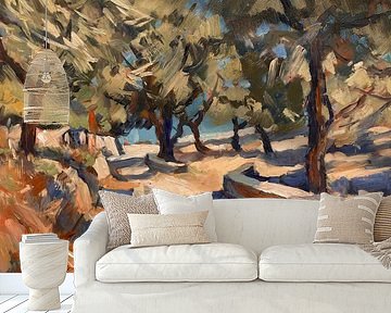 Naar beneden, naar Marmari Beach in Loggos