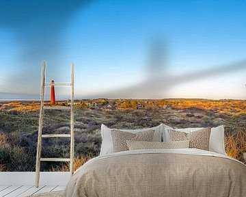 Schiermonnikoog panorama in de duinen met de vuurtoren van Sjoerd van der Wal Fotografie