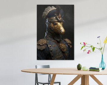 Portret van een haan | Gouden masker | Oorlogsheld van Digitale Schilderijen
