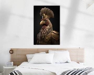A portrait photo of a rooster / hen as a war hero by Digitale Schilderijen