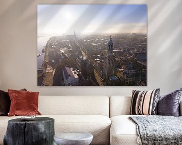 Kampen city view at the river IJssel during a cold winter sunrise by Sjoerd van der Wal Photography