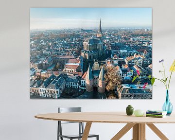 Kampen city view at the river IJssel during a cold winter sunris by Sjoerd van der Wal Photography