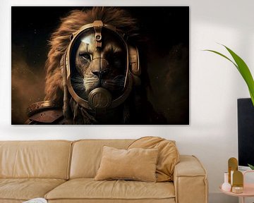 The lion with the mask by Digitale Schilderijen