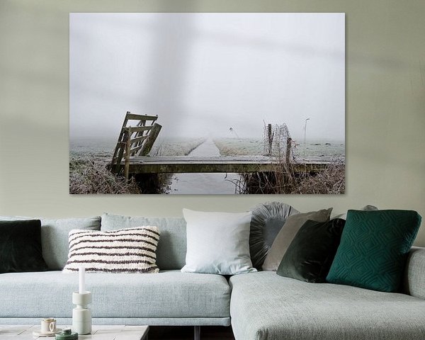 Bridge in Dutch frozen landscape