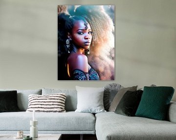 Jong zwart meisje. donker portret Schilderij van Olga Sosova
