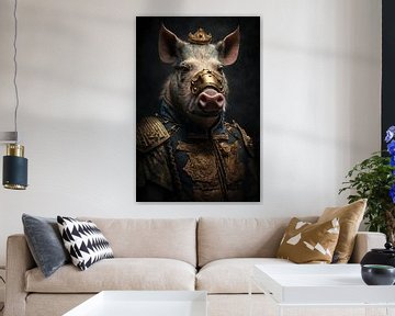 Portret van de koning van varkentjes land van Digitale Schilderijen