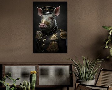 Portrait pig the officer by Digitale Schilderijen