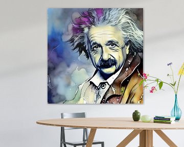 Albert Einstein kleurrijk van Harmanna Digital Art