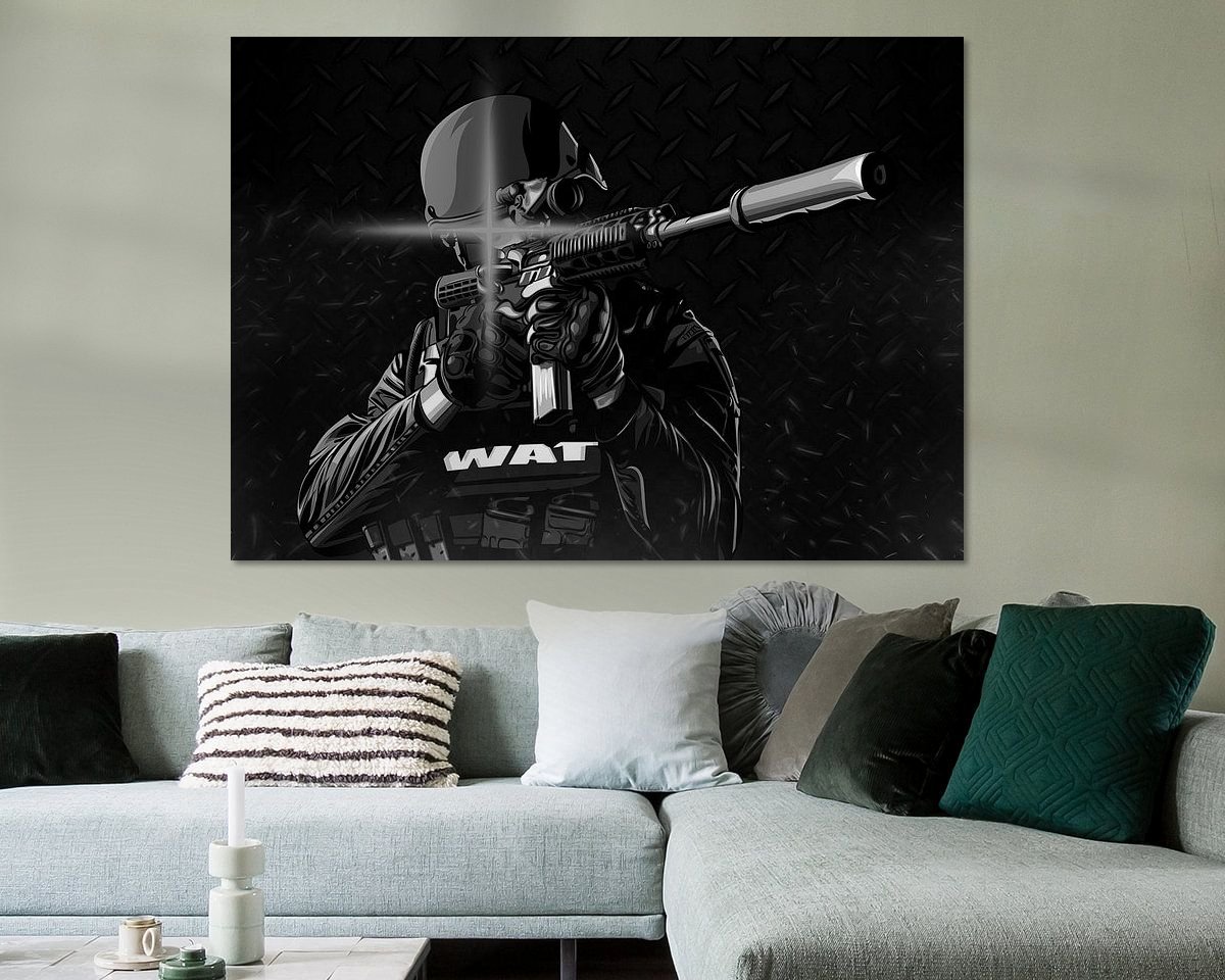 Voorbeeld van het werk in een kamer