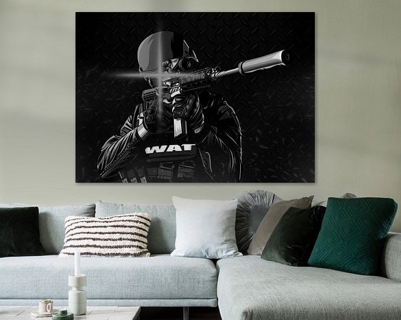 Voorbeeld van het werk in een kamer