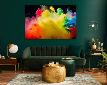 Explodierende flüssige Farbe in Regenbogenfarben mit Spritzern, Illustration 02 von Animaflora PicsStock