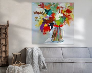 Kleurrijk abstract schilderij: "veldboeket" van Studio Allee