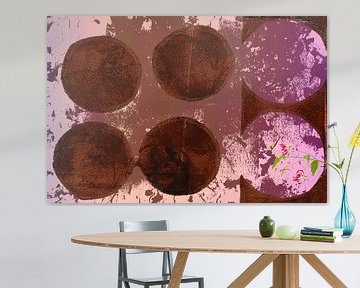 Moderne abstracte geometrische minimalistische kunst in bruin en roze van Dina Dankers
