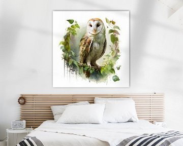 Barn owl Watercolour Digital Art Fantasy by Preet Lambon