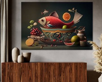 Stilleben 3D von Mr Red Fish von Digitale Schilderijen