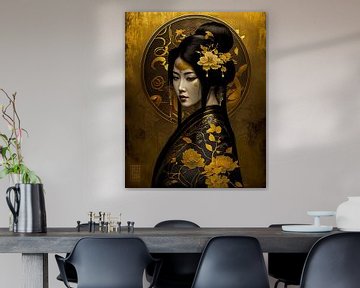 Geisha in Art Nouveau stijl van Peet de Rouw