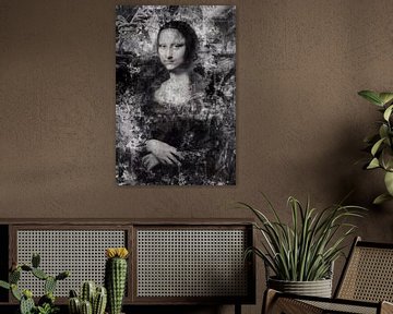 Street Art Mona Lisa - Urban Style in zwart wit - Digitale Collage