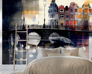 aquarelstraat, seizoensgebonden stad van Ariadna de Raadt-Goldberg