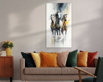 Laufende Pferde Aquarell von Preet Lambon
