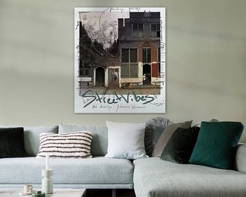 Streetvibes - Het straatje van Johannes Vermeer in een speelse Polaroid
