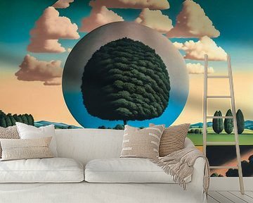 surrealistisch zomerlandschap met bomen en wolken van Roger VDB