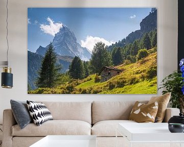 Idyllic Swiss landscape overlooking the Matterhorn