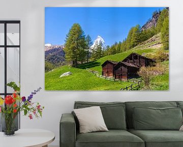 Idyllic Swiss landscape overlooking the Matterhorn