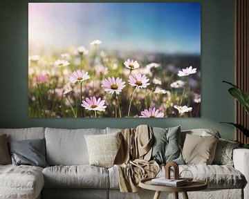Blumenwiese im Frühling Kunst Gemälde Illustration von Animaflora PicsStock