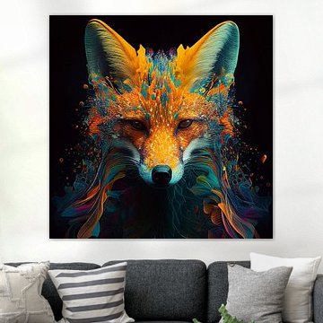 Un renard majestueux dans une nature sauvage et colorée