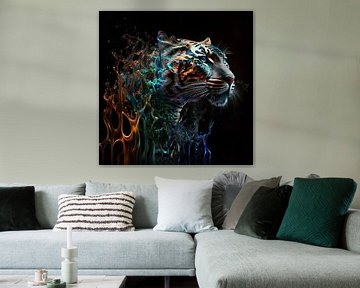 Illustration colorée d'un tigre majestueux sur Henk van Holten