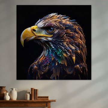 Illustration colorée d'un aigle majestueux.