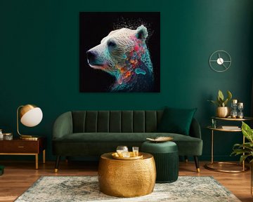 Colourful illustration of a majestic polar bear by Henk van Holten
