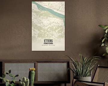 Vintage landkaart van Etters (Pennsylvania), USA. van MijnStadsPoster