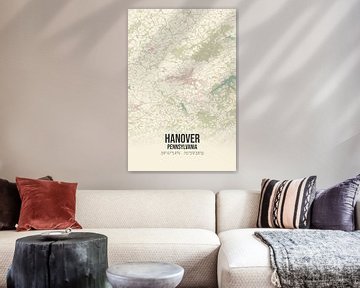 Vintage landkaart van Hanover (Pennsylvania), USA. van MijnStadsPoster