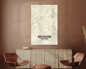 Vintage landkaart van New Freedom (Pennsylvania), USA. van Rezona